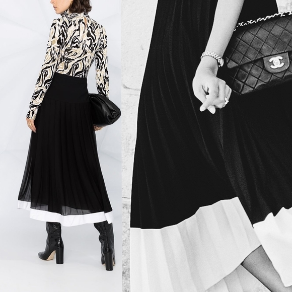 Laura Dresses & Skirts - Laura🎀BW Pleated Chiffon Midi Skirt